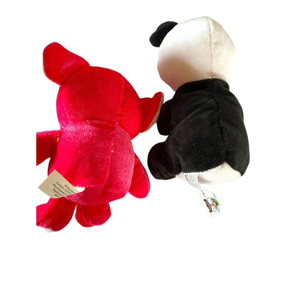 Plush Bundle of 4 Panda Pink Elephant Green Leopard - Picture 4 of 8